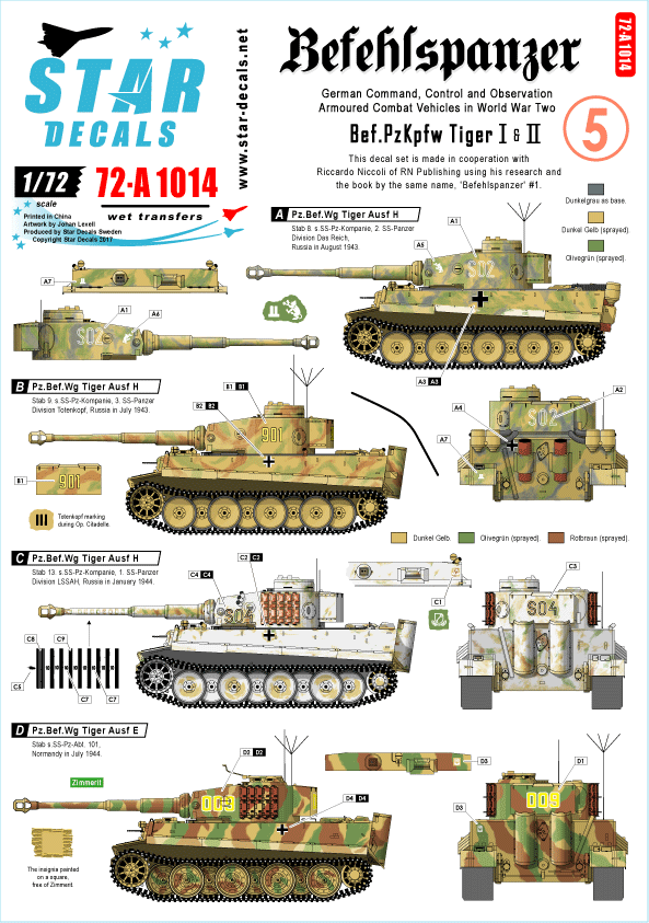 Peddinghaus 1/35 Tiger I & II Tank Markings Russia 1943-1944 WWII 7 tanks 723 